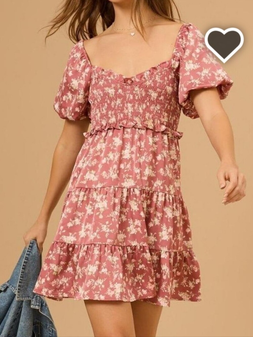 Altar'd State burgundy pink Cyrus floral smocked tiered dress